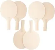 BESPORTBLE 6pcs DIY Unfinished Wooden Table Tennis Paddles Craft Paddle Kit with Padded Grip for Sports Games