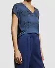 $230 Majestic Filatures Women's Blue Soft Touch Ombre Leopard Top Size 2
