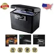 Black Fireproof Document Box with Key Lock - Secure Your Essentials, 0.61 Cu Ft