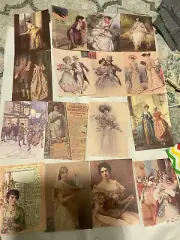 16 lady junk journal papers, mixed media spring ladies