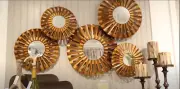 Multi Circle Wall Mirror Metal Copper Finish