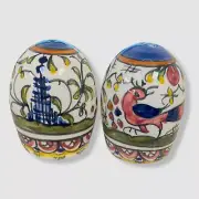$39 Neiman Marcus White Handcrafted Earthenware Pavoes Salt & Pepper Shakers Set