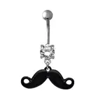 NEW Black Mustache Dangle BELLY BUTTON NAVEL RING PIERCING STAINLESS STEEL