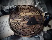Round Ouija Spirit Board Set - Handmade Hardwood