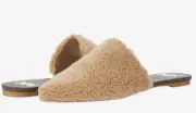 MICHAEL KORS Renee Flex Slide Pointed Toe Flat Mules Beige Fur Leather US Size 7