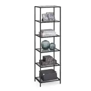 Bookcase, 6-Tier Bookshelf, 6 Tiers（15.7"W x 69.8"H） Ink Black + Slate Gray