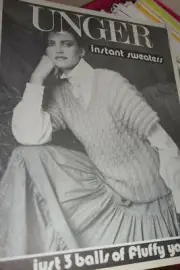 Unger Instant Sweater Leaflet Knitting Pattern #3 uses 3 balls Fluffy yarn