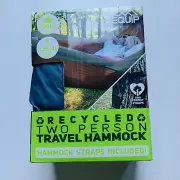 Equip 2 Person Travel Hammock w/Straps Blue Body Gray Band Holds 500lbs 124 x 77