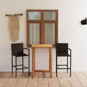 3 Piece Garden Bar Set Brown vidaXL