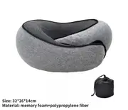 Memory Foam U Shaped Travel Pillow Neck Support Soft Head Rest Plane Car Cushion-Grey