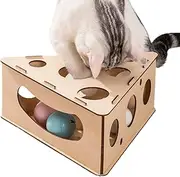 Cat Puzzle Feeder Box, Cat Treat Toy Wood, Wood Interactive Treat Maze, Cat Puzzle Feeder, Treat Box for Indoor Cats, Enrichment Food Dispenser Toy