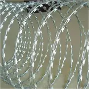 Razor Wire Barbed Wire Razor Wire Roll, Barbed Helical Anti-Climb Security Fence, Weather and Water Resistant Isolation Coils for Garden (Color : Silver-45cm/Double Spiral, Size : 30m)