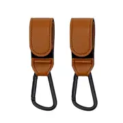 Leather Baby Stroller Hooks Tan - Cart Organizer & Diaper Bag Hangers