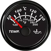 ELING Waterproof 52mm Temperature Gauge 50-150℃ with Red Backlight 9-32V for Tractors Trailer Boats (Pointer Style, Black+Black)