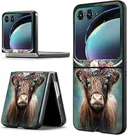 [ACWDMKH] for Motorola Razr Plus 2023 Case/Motorola Razr 40 Ultra Case Slim Hard PC Ultra-Thin Anti-Scratches Shockproof Protective Cover Case for Motorola Moto Razr + Plus 2023,Cute Highland Cow