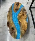Oval shape natural wood epoxy table live edge table handmade home furniture gift