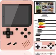 Retro Handheld Game Console with 500 Classical FC Games 3.0-Inch Screen 1200mAh Rechargeable Battery Support TV Connection & Two Players, Portable Retro Game Console for Kids Adults (Pink)