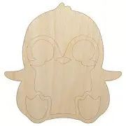 Precious Kawaii Chibi Baby Penguin Sitting Unfinished Wood Shape Piece Cutout