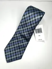 Allen Edmonds Men's Necktie Blue And Black Striped 100% Silk USA NWT MSRP $75