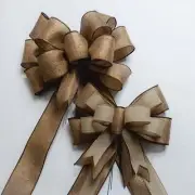 Linen Bow, Faux Linen, Metallic Gold Brown
