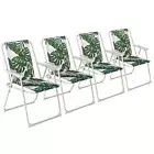 4x Banana Leaf Folding Metal Beach Chairs Portable Outdoor Camping Fishing