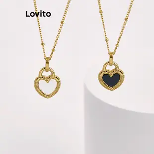 Lovito 女士休閒心型防過敏 18K 金項鍊 L66AD019 (金色)