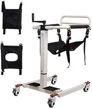 Steel Transport Wheelchair - Portable Lift Wheelchair for Home, Full Body Transfer Lifter with Padded Seat Bedside Commode for Handicap Elderly Seniors