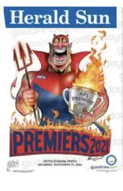 MELBOURNE DEMONS 2021 MARK KNIGHT PREMIERSHIP POSTER LIMITED EDITION OUT OF 1000