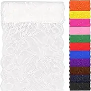 Swpeet 5 Yard by 6" Wide White Lace Fabric Stretch Elastic, Trim Lace Ribbon, Elastic Sewing Trim Ribbon for Garment, Headbands, Wedding Bouquet Making DIY Crafts