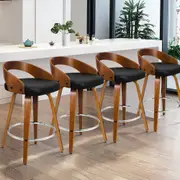 4x ALFORDSON Bar Stools Curved Backrest Black