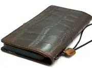 Genuine Leather Case For Iphone 16 15 14 13 12 Pro Max Wallet Book Crocodile Art