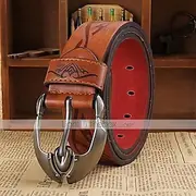 Men's Belt Faux Leather Belt Frame Buckle Black Brown Faux Leather Leather Active Fashion Work Tribal