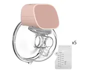 2 Pack Portable Electric Breast Pump Double Wearable Hands-Free Pump Low Noise & Painless -27mm Flange - Pink - Pink