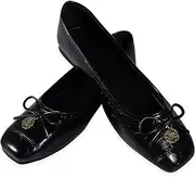 [WOFANLULY] Flats for Women Square Toe Mary Jane Shoes Comfortable Dressy Women Ballet Flats Bowknot Slip On Shoes