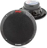 6.5 Inch Dual Marine Speakers - 2 Way Waterproof and Weather Resistant Outdoor Audio Stereo Sound System with 400 Watt Power, Polypropylene Cone and Butyl Rubber Surround-1 Pair