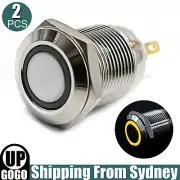 2X 12V 12mm Car Boat Push Button Metal Latching Switch LED Light Waterproof New