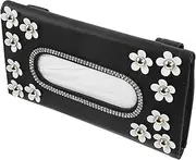 TOGEVAL Car Tissue Holder PU Leather Visor Napkin Box Flower Design Tissue Case for Vehicle Accessories Easy to Install and Secure for Dashboard Armrest and Sun Visor Storage