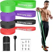 Fitness Bands with 4 Resistance Levels, Resistance Bands Set with Door Anchor, Pull Up Resistance Bands, Pull-Up Band for Fitness/Stretching/Yoga/Strength Training/Pilates/Crossfit
