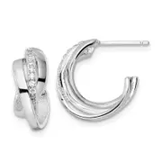 Sterling Silver Rhodium-Plated Polished Cz Twisted Post Earrings