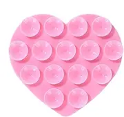 Suction Phone Holder Heart - Silicone Heart Shaped Suction Cup Phone Mount | Cell Phone Case Holder Heart Suction Phone Mount | Strong Grip Holder Silicone Double-Sided Phone Case for Selfies (Pink)