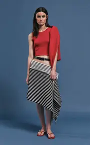 [Christopher Esber] Marniere Stripe Drape Midi Skirt