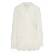 [Dries Van Noten] Dries Van Noten Fringed Wrap Jacket XS WHITE
