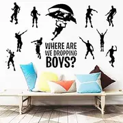 SUPANT Game Stickers for Wall Decal, Where We Droppin Boys for, Gaming Poster Murals for Dancing Nursery Boys Room Vinyl Bedroom Home Kids Decal Playroom(Medium Size)