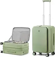 [Hanke] Top Open Luggage 20 Inch Carry On Luggage 24 Inch Checked Luggage with Spinner Wheels PC Hard Shell Suitcases TSA Luggage Travel Rolling Bag for Women Men, Bamboo Green, Expandable 20 Inch,