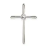 Sterling Silver Rhodium-Plated Cz Cross Slide Pendant