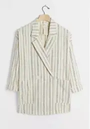 NWT Anthropologie Thea Double Breasted Linen Blazer Jacket
