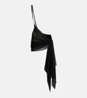 [Mugler] Mugler One-shoulder jersey beach cover-up AU 12 black