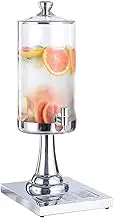 Party Beverage Dispenser, Juice Dispenser Equipped with Stainless Steel Tray and Tap, 1.3GAL/5L Glass Container, Suitable for Homes, Restaurants, and Bars(2.6GAL)