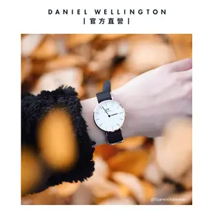 Daniel Wellington 錶帶 Petite Cornwall 寂靜黑織紋錶帶-三色任選(DW00200195)/ 香檳金框/ 12mm