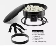 New!! 19" Portable 58,000 BTU Propane Outdoor Gas Fire Pit w/ Cover & Carry Kit